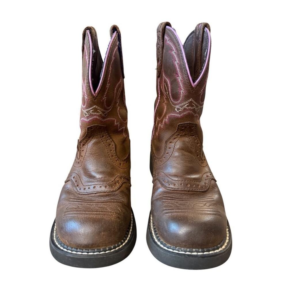 Justin Gypsy Chunky Cowboy Boot Brown Leather Women size 6.5 - Picture 3 of 6
